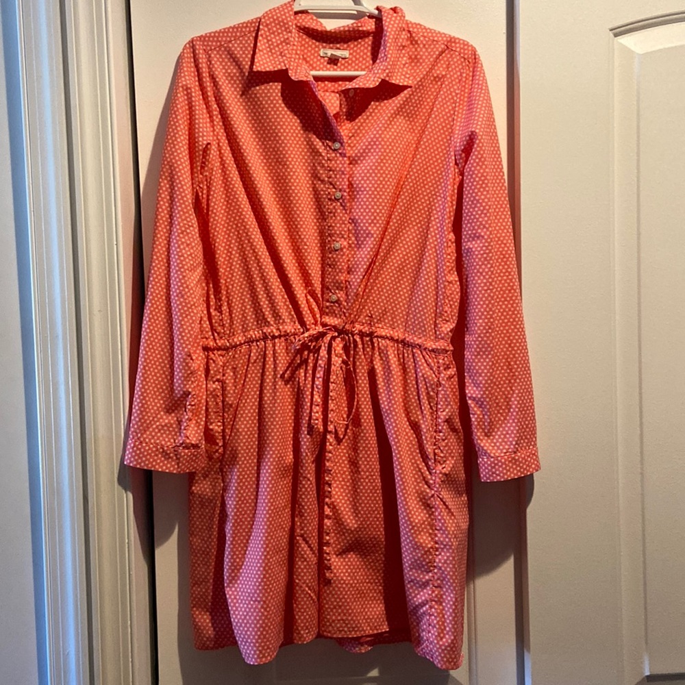 Gap long sleeve shirt dress tie waist